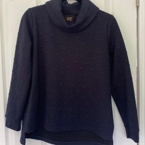 W5 Blue polka dot cowl neck sweater.